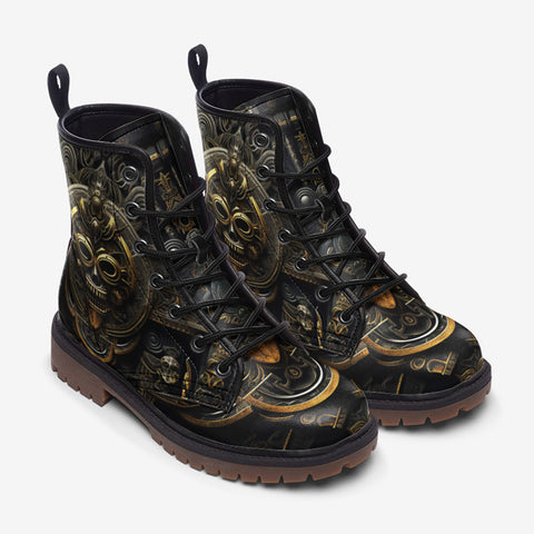 Leather Boots Gold and Brass Aztecs Symbolism