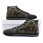 High-Top Canvas Shoes Gold and Brass Aztecs Symbolism