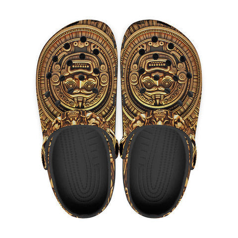 Classic Clogs Golden Aztec Carving