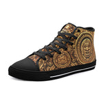 High-Top Canvas Shoes Golden Aztec Carving