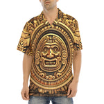 Hawaiian Shirt Golden Aztec Carving