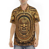 Men's Polo Shirt Golden Aztec Carving