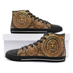 High-Top Canvas Shoes Golden Aztec Carving