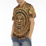 Men's Polo Shirt Golden Aztec Carving