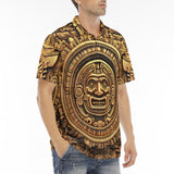 Men's Polo Shirt Golden Aztec Carving