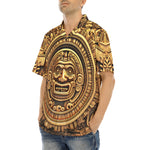 Hawaiian Shirt Golden Aztec Carving