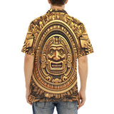 Hawaiian Shirt Golden Aztec Carving