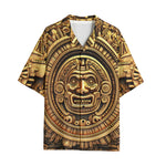 Hawaiian Shirt Golden Aztec Carving