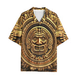 Hawaiian Shirt Golden Aztec Carving