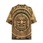 Hawaiian Shirt Golden Aztec Carving