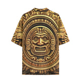 Hawaiian Shirt Golden Aztec Carving