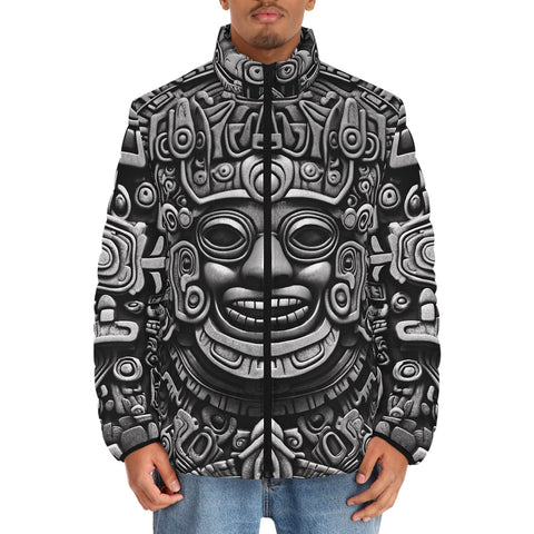Down-Padded Puffer Jacket Ancient Aztec Adorning Wall