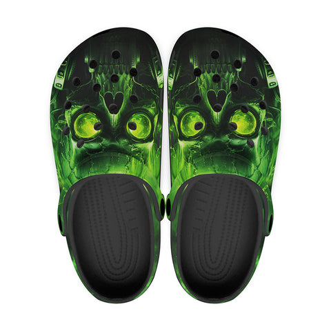 Classic Clogs Green Skull with Gas Mask