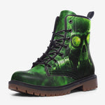 Leather Boots Green Skull with Gas Mask