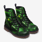 Leather Boots Green Skull with Gas Mask