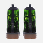 Leather Boots Green Skull with Gas Mask