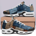 Air Cushion Sneakers Blue and Brown Denim Patchwork