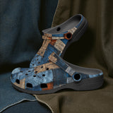 Classic Clogs Blue and Brown Denim Patchwork