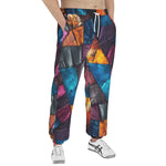 Men's Sweatpants Colorful Leather Patchwork