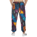 Men's Sweatpants Colorful Leather Patchwork