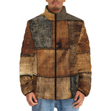 Down-Padded Puffer Jacket Grunge Cloth Patchwork Print