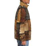 Down-Padded Puffer Jacket Grunge Cloth Patchwork Print