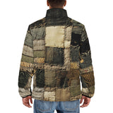 Down-Padded Puffer Jacket Old Burlap Patchwork Print