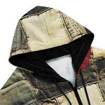 Men's Zip Up Hoodie Old Burlap Patchwork