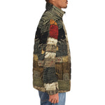Down-Padded Puffer Jacket Old Burlap Patchwork Print