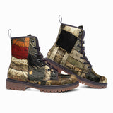 Leather Boots Old Burlap Patchwork