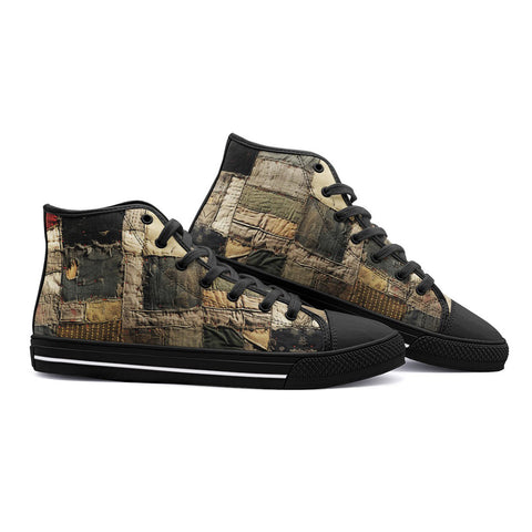 High-Top Canvas Shoes Old Burlap Patchwork