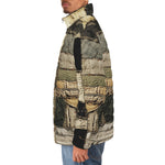 Down-Padded Puffer Jacket Old Burlap Patchwork Print