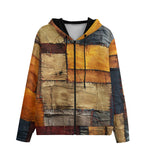 Men's Zip Up Hoodie Abstract Cloth Patchwork