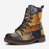 Leather Boots Abstract Cloth Patchwork