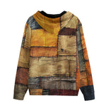 Men's Zip Up Hoodie Abstract Cloth Patchwork