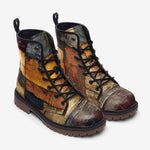 Leather Boots Abstract Cloth Patchwork