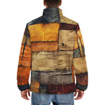 Down-Padded Puffer Jacket Abstract Cloth Patchwork Print