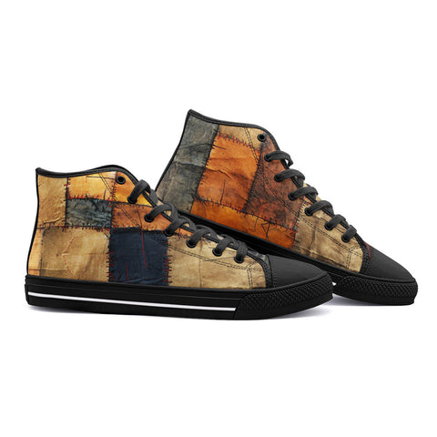 High-Top Canvas Shoes Abstract Cloth Patchwork