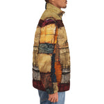 Down-Padded Puffer Jacket Abstract Cloth Patchwork Print