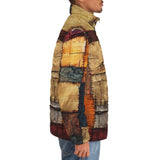 Down-Padded Puffer Jacket Abstract Cloth Patchwork Print