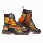 Leather Boots Abstract Cloth Patchwork