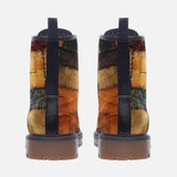 Leather Boots Abstract Cloth Patchwork