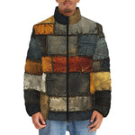 Down-Padded Puffer Jacket Surrealistic Colorful Patchwork Print