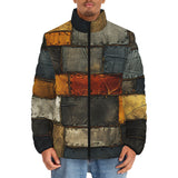 Down-Padded Puffer Jacket Surrealistic Colorful Patchwork Print