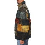 Down-Padded Puffer Jacket Surrealistic Colorful Patchwork Print