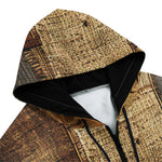 Men's Zip Up Hoodie Old Jeans Patchwork