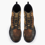 Casual Leather Chunky Boots Old Jeans Patchwork Print