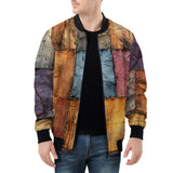 Bomber Jacket Tattered Fabric Patchwork