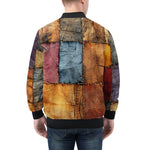 Bomber Jacket Tattered Fabric Patchwork