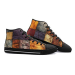 High-Top Canvas Shoes Tattered Fabric Patchwork